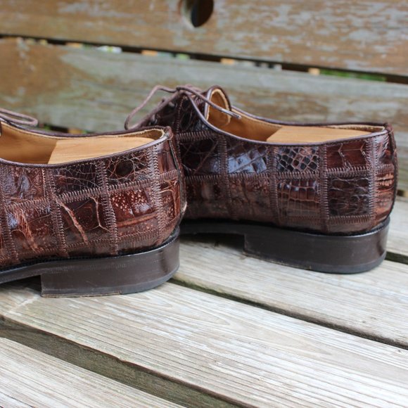 Genuine Crocodile Skin Patchwork Derby, David Eden, Men's 8.5 US, EUC - Picture 6 of 15